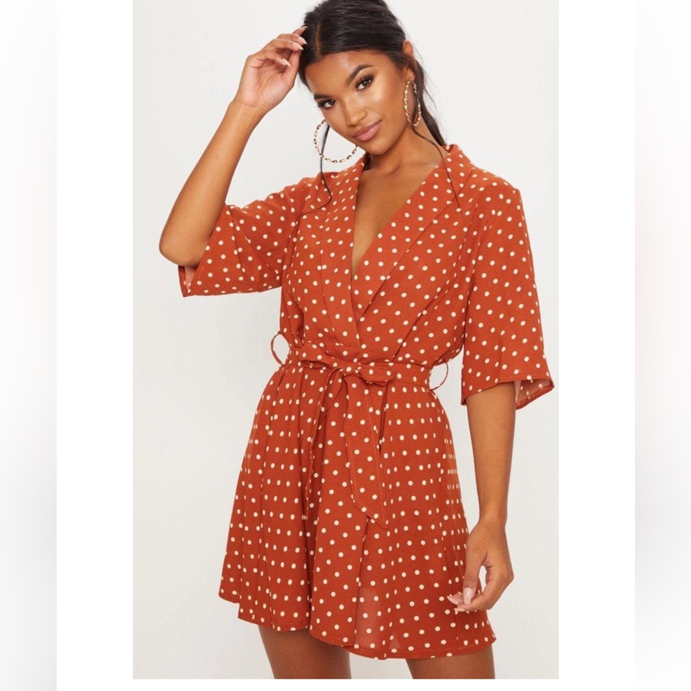PLT Terracotta Polka Dot Tea Dress